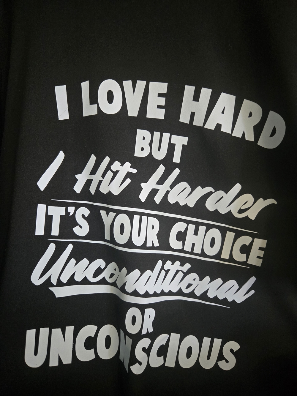 Womens Black Graphic Tee with White Motivational Print
